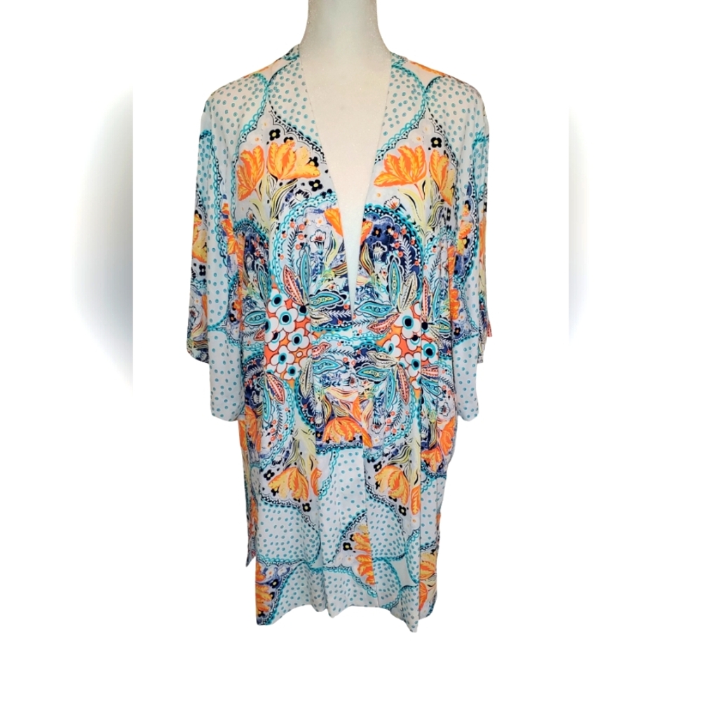 Chico's Size 3 or XL Kimono Style Top, Lightweight Floral Boho